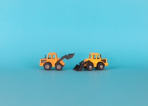 a few yellow construction vehicles